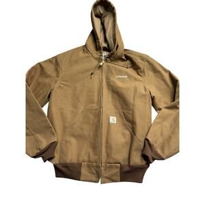 Carhartt Men's Duck Jacket J131 BRN Thermal Lined Hooded Coat Sz S Workwear